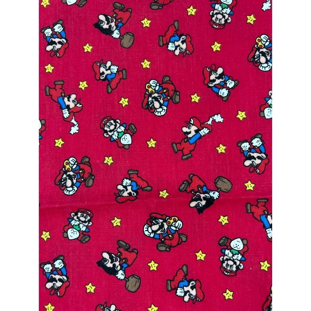 Nintendo Mario World Video Game Fabric 52 x 44 Sewing Quilting 2 PC RED